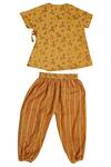 Buy_Mhysa_Yellow Handloom Cotton Printed Animal Zeke Kurta And Pant Set _Online_at_Aza_Fashions